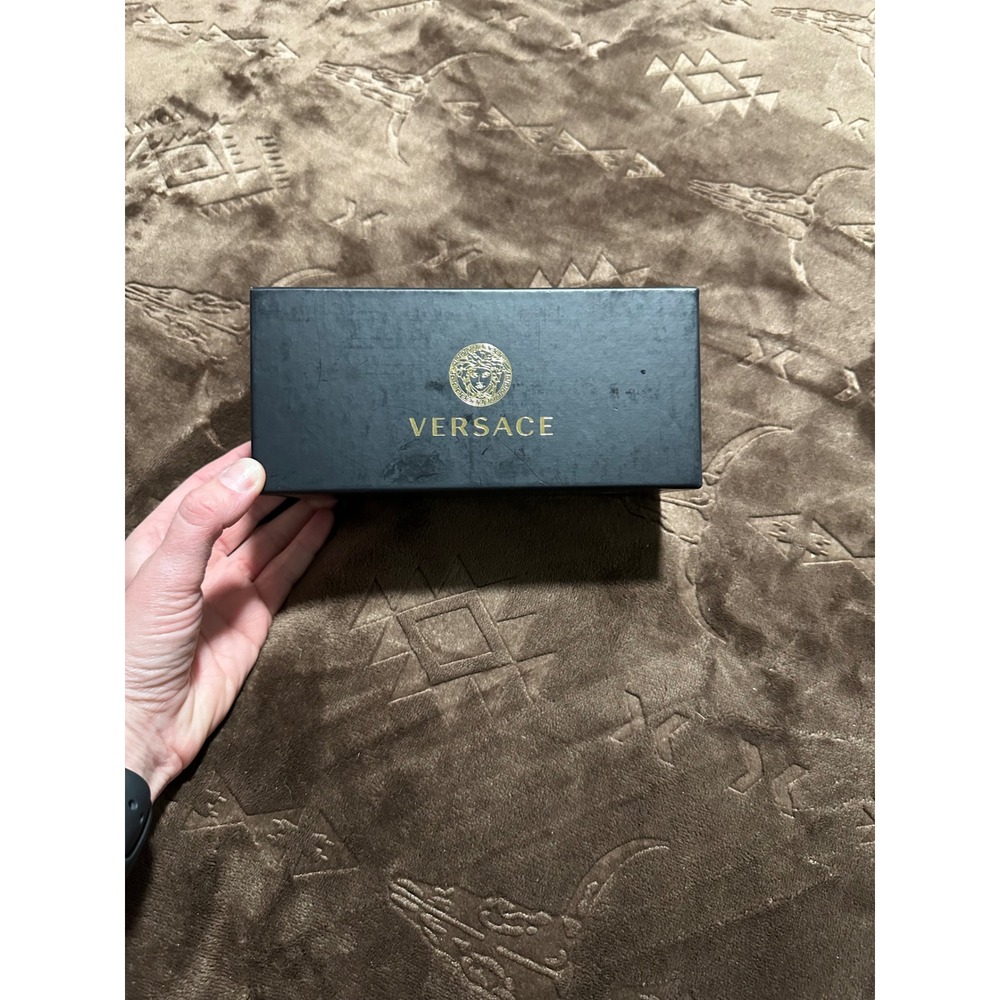 Black Versace Sunglasses Case with box & eyeglass wipe NEW